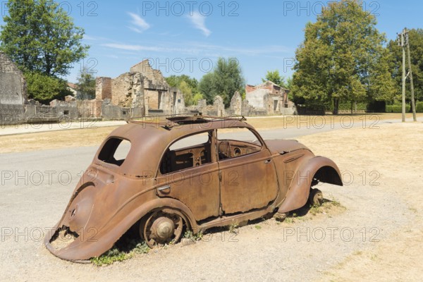 The ruins of Oradour-sur-glane, the by the german forces destroyed french village in WW2
