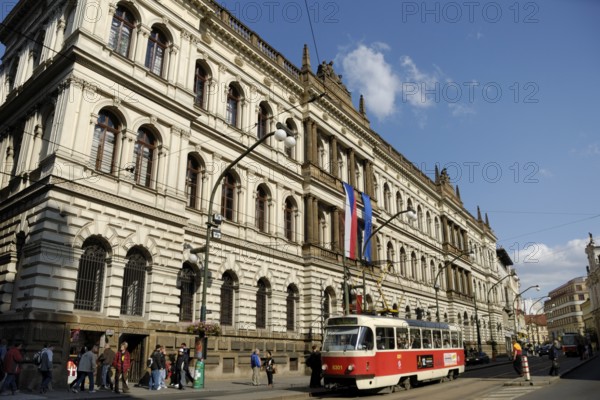 Tram in front of the Academy of Sciences of the Czech Republic, Prague