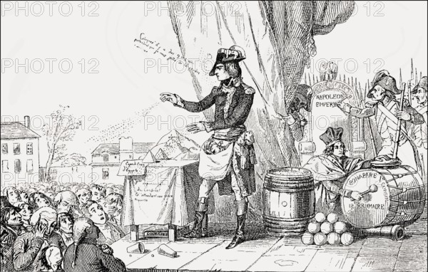 Caricature on Napoléon Bonaparte, 1769-1821, Emperor of the French as Napoleon I