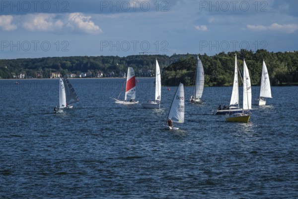Schwerin, Mecklenburg-Vorpommern, Germany, Sailing boats on Lake Schwerin, Europe