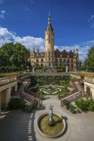 Schwerin, Mecklenburg-Vorpommern, Germany, Schwerin Castle on Lake Schwerin, seat of the