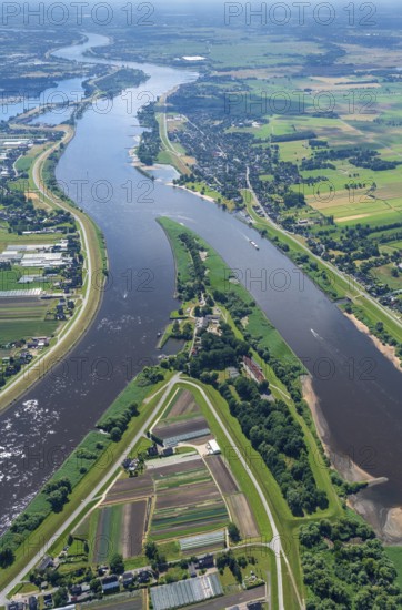Norderelbe, Süderelbe, Bunthäuser Spitze, Elbe, river, dike, flood protection, aerial photo,