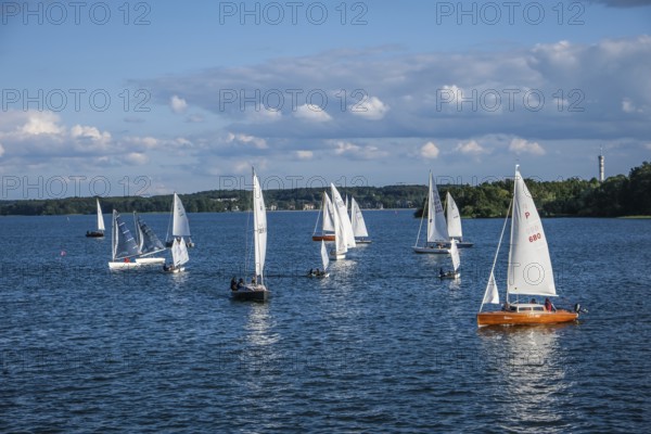 Schwerin, Mecklenburg-Vorpommern, Germany, Sailing boats on Lake Schwerin, Europe