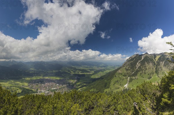 Panorama from Schattenberg, 1692m, on Oberstdorf, Allgäu, Bavaria, Germany, Europe