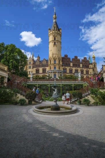 Schwerin, Mecklenburg-Vorpommern, Germany, Schwerin Castle on Lake Schwerin, seat of the