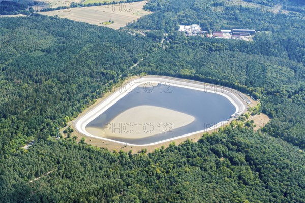 Aerial view of Geesthacht pumped storage basin, power generation, Schleswig-Holstein, Germany,