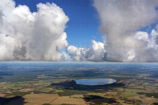 Aerial view of Arendsee, Altmark, water, lake, Saxony-Anhalt, Germany, Europe