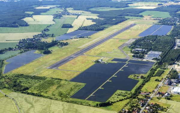 Aerial view of Rothenburg Görlitz airfield, photovoltaics, solar, solar power, solar energy,