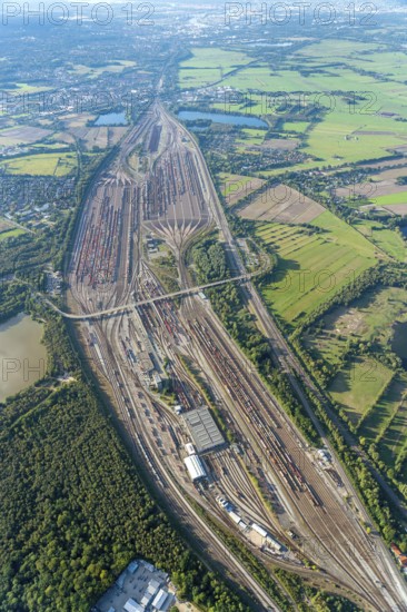Aerial view of Maschen marshalling yard, Lower Saxony, Germany, Europe