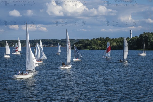 Schwerin, Mecklenburg-Vorpommern, Germany, Sailing boats on Lake Schwerin, Europe