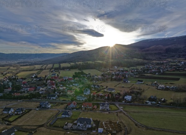 The Giant Mountains around Karpacz on a winter morning. Karpacz, Jelenia Gora, Lower Silesia,