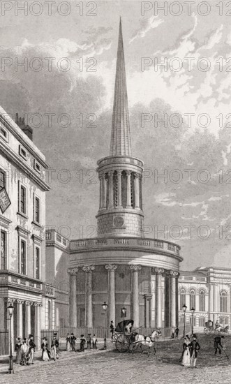 All Souls Church, London, illustration by Th. H. Shepherd, 1828