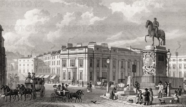 Charing Cross, London, UK, illustration by Th. H. Shepherd, 1826