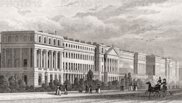 York Terrace, Regent's Park, London, UK, illustration by Th. H. Shepherd, 1826
