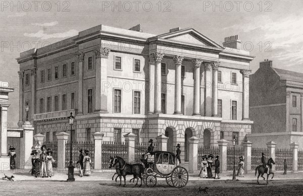 Apsley House, Hyde Park Corner, London, UK, illustration by Th. H. Shepherd, 1826