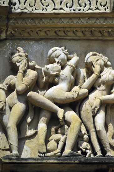 Mithuna couples on wall of vishvanath temple Khajuraho madhya pradesh india