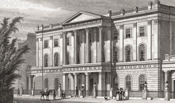 The London Institution, Finsbury Circus, London, UK, illustration by Th. H. Shepherd, 1826