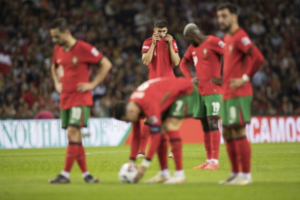 Football match, captain Cristiano RONALDO CR7 Portugal out of focus centre bent forward preparing