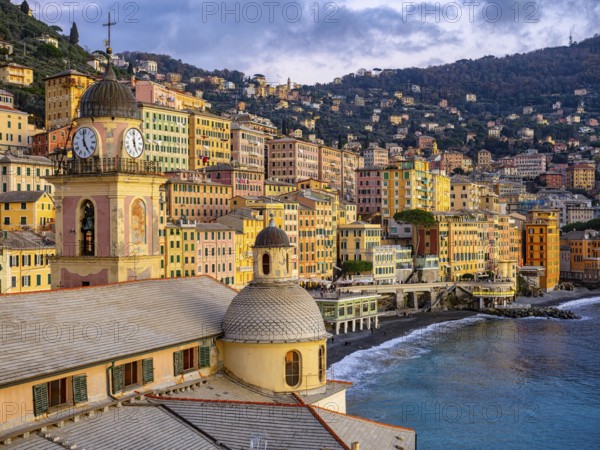 Close-up of the bell tower of Camogli