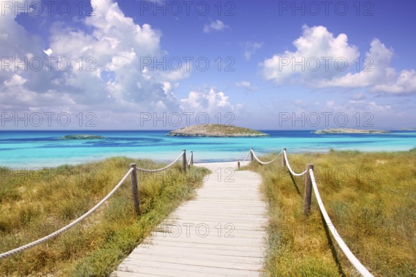 Beach way to Illetas paradise beach in Formentera Balearic islands