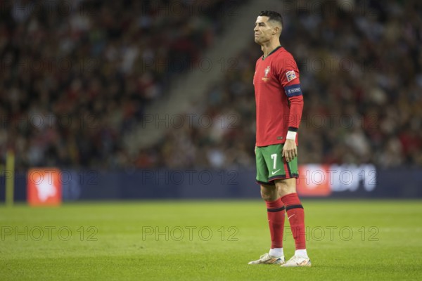 Football match, captain Cristiano RONALDO CR7 Portugal in front of the free kick with view to the