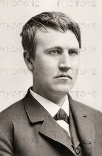 Portrait of Thomas Alva Edison as a young man, c. 1870, digitally edited according to a photography