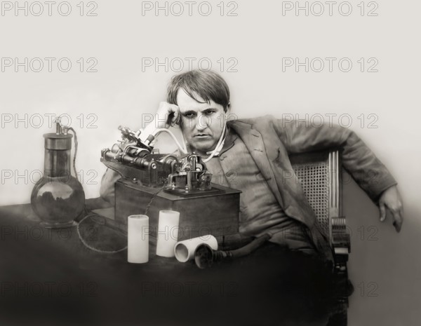 Thomas Edison at his Laboratory on 16 June 1888, the morning after spending 48 hours perfecting