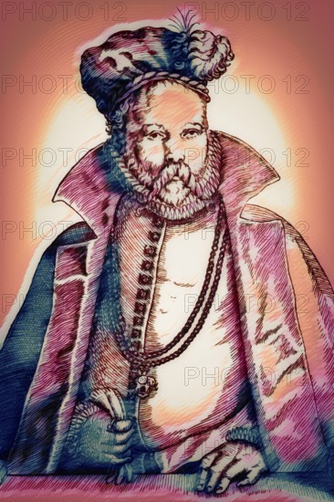 Tycho Brahe, 1546 – 1601, Danish astronomer and writer, digitally altered