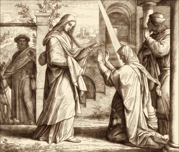 The Visitation, the visit of Blessed Virgin Mary to St. Elizabeth, by Julius Schnorr von Carolsfeld