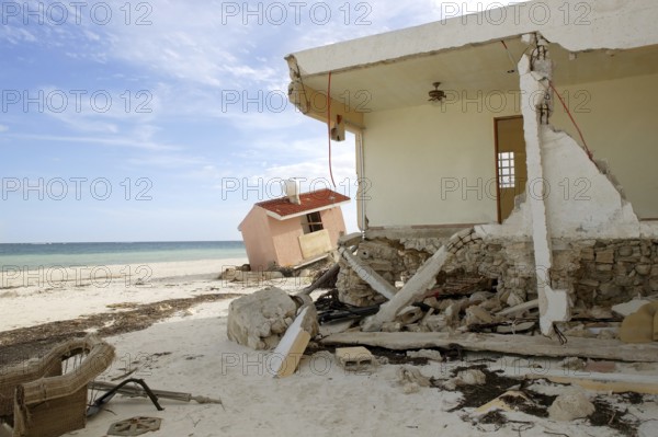 Cancun Caribbean houses after hurricane storm crash disaster
