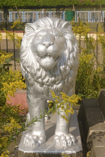 Statue of lion painted in silver color at memorial of armed freedom fighters from year 1857-1947 at