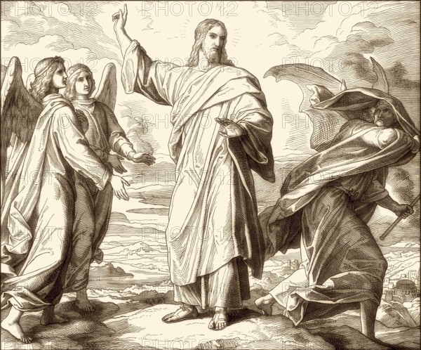 The temptation of Christ, New Testament, by Julius Schnorr von Carolsfeld, 1860