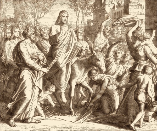 Jesus' Triumphal Entry into Jerusalem, New Testament, by Julius Schnorr von Carolsfeld, 1860