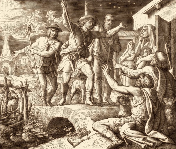 Shepherds spreading the good news, birth of the messiah, by Julius Schnorr von Carolsfeld