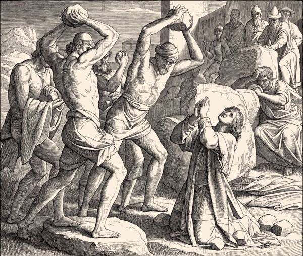 Stoning of Stephen, New Testament, by Julius Schnorr von Carolsfeld, 1860
