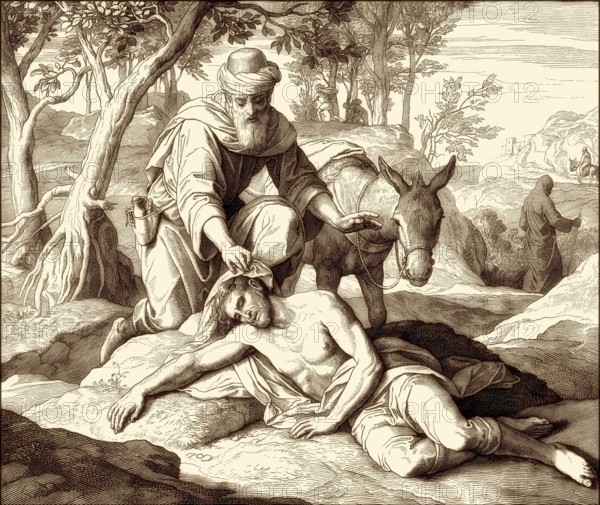 Parable of the Good Samaritan, New Testament, by Julius Schnorr von Carolsfeld, 1860