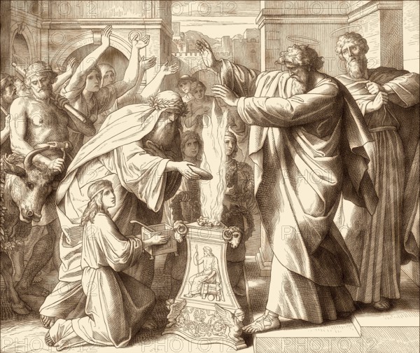 Paul and Barnabas in Lystra, New Testament, by Julius Schnorr von Carolsfeld, 1860