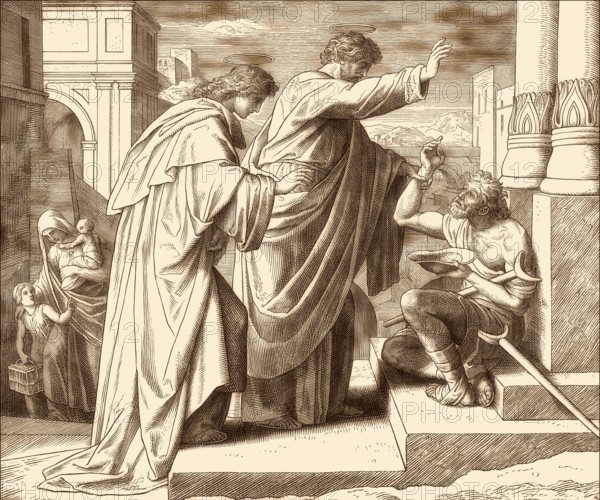 St. Peter Healing the Crippled Beggar, New Testament, by Julius Schnorr von Carolsfeld, 1860