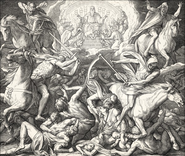 The Four Horsemen of the Apocalypse, Book of Revelation, New Testament, by Julius Schnorr von
