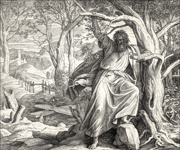 Death of Judas Iscariot, New Testament, by Julius Schnorr von Carolsfeld, 1860