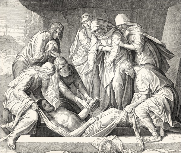 The Burial of Jesus, New Testament, by Julius Schnorr von Carolsfeld, 1860