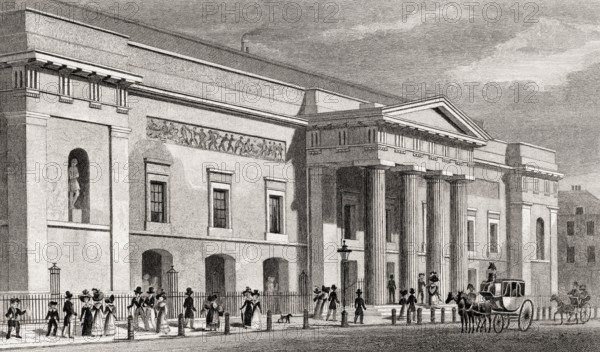 The Royal Opera House, Covent Garden, London, UK, illustration by Th. H. Shepherd, 1826
