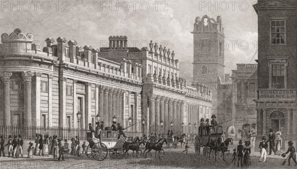 Bank of England, London, UK, illustration by Th. H. Shepherd, 1826