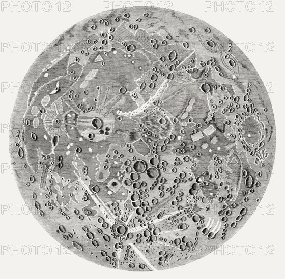 Map of the moon, after Chérubin d'Orléans (1613-1697), French scientific instrument maker