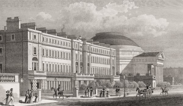 Cambridge Terrace, Regent's Park, London, UK, illustration by Th. H. Shepherd, 1826