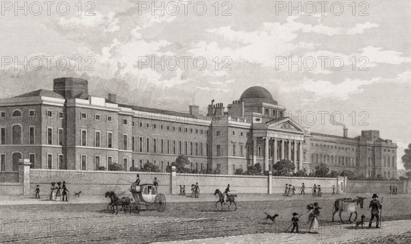 Bethlem Hospital at St George's Fields, London, illustration by Th. H. Shepherd, 1828
