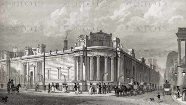 The Bank of England, London, UK, illustration by Th. H. Shepherd, 1826