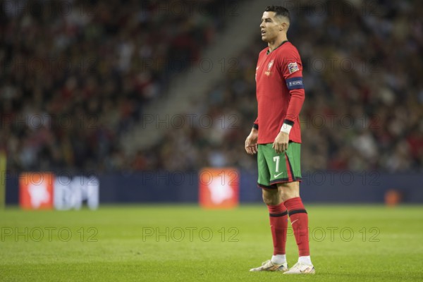 Football match, captain Cristiano RONALDO CR7 Portugal in front of the free kick with view to the