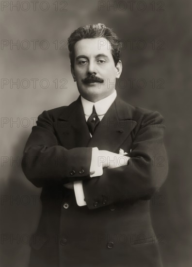 Giacomo Puccini, 1858 –1924, Italian composer, digitally edited according to a photograph by A.