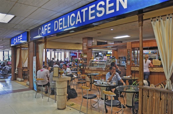 Cafe with passengers, airport, Denpasar, Bali, Indonesia, Asia